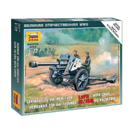 Zvezda German 105 mm Howitzer LeFH-18 with Crew  1:72 makett harcjármű (6121)