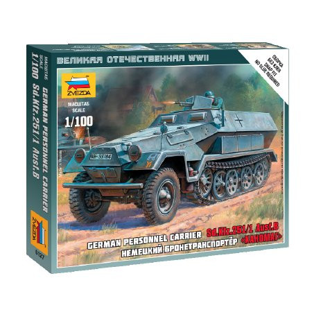 Zvezda German Personnel Carrier Sd.Kfz.25 1:100 makett harcjármű (6127)