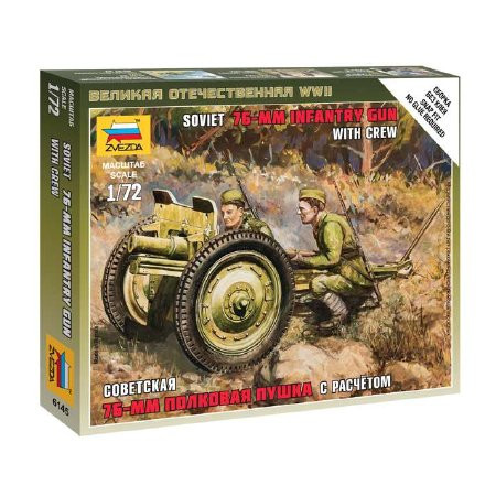 Zvezda Soviet 76-mm Gun  1:72 makett harcjármű (6145)