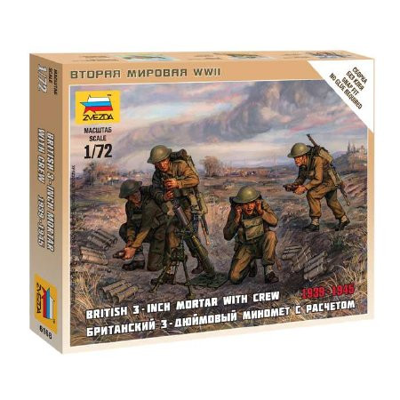 Zvezda British Mortar w/crew /1939-42/  makett figura 1:72 (6168)