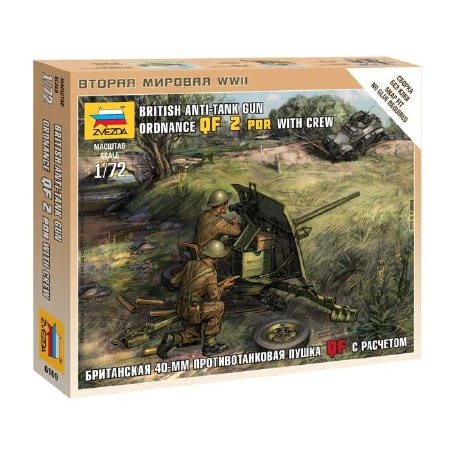 Zvezda British QF 2-pdr Anti Tank Gun w/crew  makett figura 1:72 (6169)