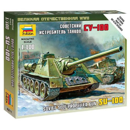 Zvezda SU-100 Soviet Self-Propelled Gun  1:100 makett harcjármű (6211)