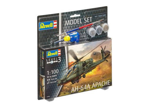 Revell AH-64A Apache 1:100 makett készlet festékkel, ragasztóval (64985)