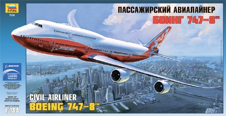 Zvezda Boeing 747-8  1:144 makett repülő (7010)