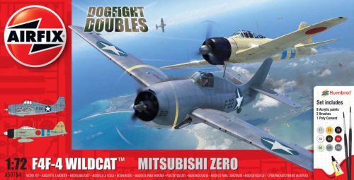 Airfix Grumman F-4F4 Wildcat  Mitsubishi Zero 1:72 makett készlet festékkel, ragasztóval (A50184)