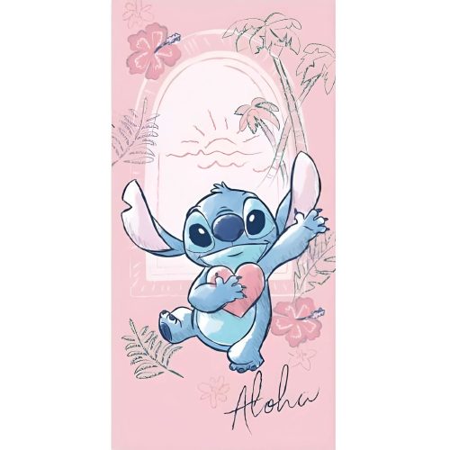 Disney Lilo és Stitch, A csillagkutya Heart fürdőlepedő, strand törölköző 70x140cm (Fast Dry)