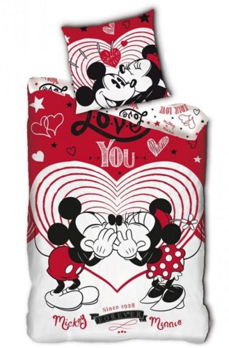 Disney Minnie, Mickey Kiss ágyneműhuzat 140×200cm, 63×63 cm microfibre