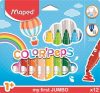 Filctoll készlet, 1-5 mm, kimosható, vastag, MAPED "Color'Peps Jumbo", 12 különböző szín