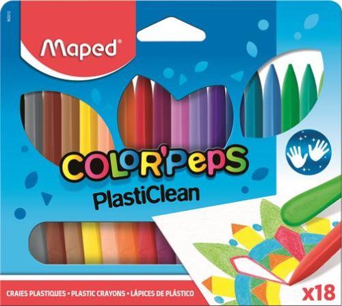 Zsírkréta, MAPED "Color'Peps" PlastiClean, 18 különböző szín