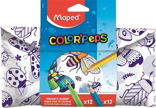 Tolltartó, textil, színezhető, tépőzáras, MAPED "Color'Peps", színezőtermékekkel