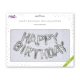 Léggömb, 40 cm, PUKKA PAD "Happy Birthday", ezüst