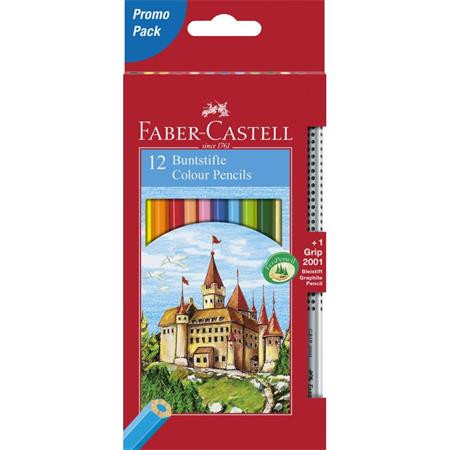 Színes ceruza készlet, hatszögletű, FABER-CASTELL "Classic", 12 különböző szín + 1 db grafitceruza