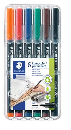 Alkoholos marker készlet, OHP, 1 mm, STAEDTLER "Lumocolor® 317 M", 6 különböző szín