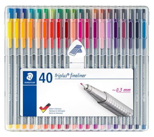 Tűfilc készlet, 0,3 mm, STAEDTLER "Triplus® 334", 40 különböző szín