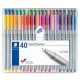 Tűfilc készlet, 0,3 mm, STAEDTLER "Triplus® 334", 40 különböző szín