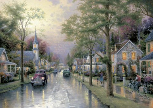 Hometown Morning, Thomas Kinkade, 1000 db (58441) Morgen in der kleinen Stadt