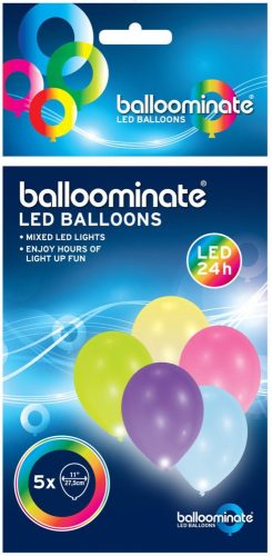 Világító LED Multicolor léggömb, lufi 5 db-os 11 inch (27,5 cm)