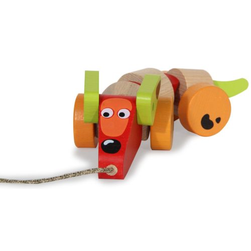 Jamara 460705 Wooden Toys Kidiwood Kolbászkutya (tologatható és húzható)