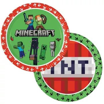 Minecraft: Papírtányér szett - 23 cm, 8 db