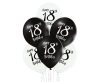 Black White Happy Birthday 18 léggömb, lufi 6 db-os 12 inch (30cm)