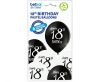 Black White Happy Birthday 18 léggömb, lufi 6 db-os 12 inch (30cm)