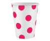 Vörös Magenta Polka Dots papír pohár 6 db-os 250 ml