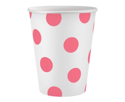 Rózsaszín Pink Polka Dots papír pohár 6 db-os 250 ml