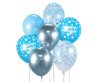 Színes Happy Birthday Silver-Blue léggömb, lufi szett 7 db-os 30cm (12 inch)