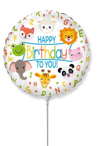 Állatos Happy Birthday Animals fólia lufi 36 cm (WP)