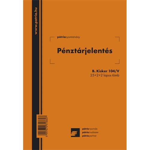 Pénztárjelentés 25x2+2 lapos tömb A/5 álló