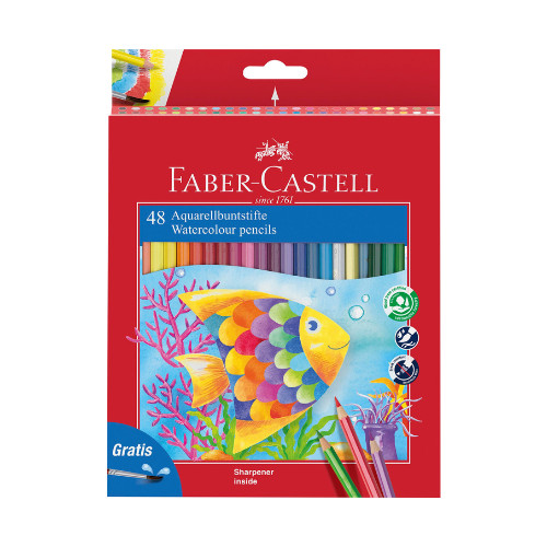 Színes ceruza Faber-Castell 48 db-os Aquarell + ecset hal kszl