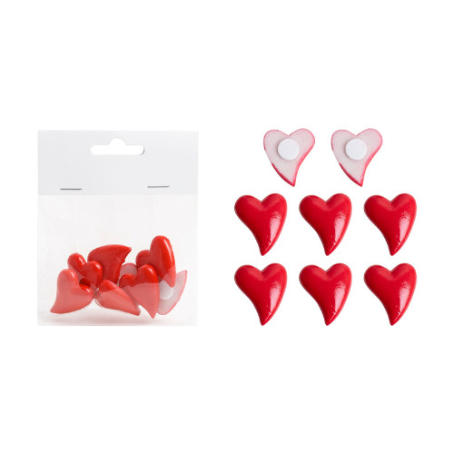 Kreatív dekoráció szív öntapadós 8 db/csomag piros( polirezin)