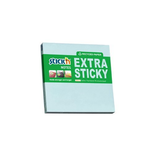 Öntapadó jegyzettömb STICK'N extra erős 76x76mm újrahasznosított pasztel kék 90 lap