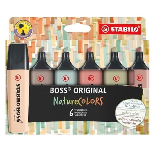 Szövegkiemelő STABILO Boss NatureColors 6+2 db/készlet