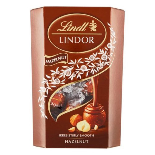 Csokoládé LINDT Lindor Hazelnut mogyorós tejcsokoládé golyók díszdobozban 200g