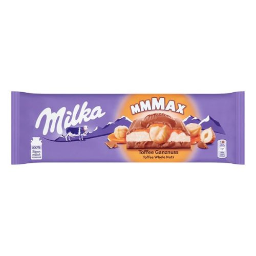 Csokoládé MILKA MMMax Toffee Karamellás-Egészmogyorós 300g